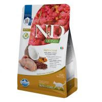 Сухий корм дієтичне харчування при харчовій алергії для котів Farmina N&D QUINOA Skin&Coat з перепілкою, кіноа, кокосом та куркумою 300г