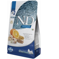Сухий низькозерновий корм для дорослих собак малих порід Farmina N&D Okean з тріскою та апельсином 800г