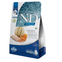 Сухий беззерновий корм для кошенят Farmina N&D Okean з тріскою, креветками, гарбузом і динею 300г