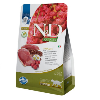 Сухий беззерновий корм для профілактики сечокам'яної хвороби для котів Farmina N&D QUINOA URINARY з качкою, кіноа, журавлиною та ромашкою 300г