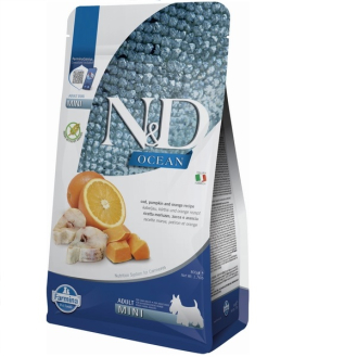 Сухий беззерновий корм для дорослих собак малих порід Farmina N&D Okean з тріскою, апельсином та гарбузом 800г