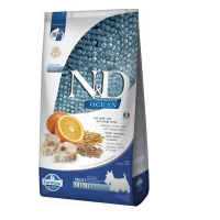 Сухий низькозерновий корм для дорослих собак малих порід Farmina N&D Okean з тріскою та апельсином та 7кг (ціна за 1кг)