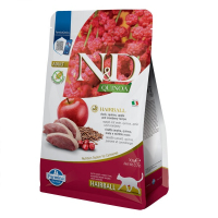 Сухий беззерновий корм для стимулювання виведення шерстяних грудочок для котів Farmina N&D QUINOA Hairball з качкою, кіноа, яблуком та журавлиною 300г