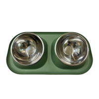 Миска для домашніх тварин 2 в 1 з нержавіючої сталі на підставці Pawster 400 мл