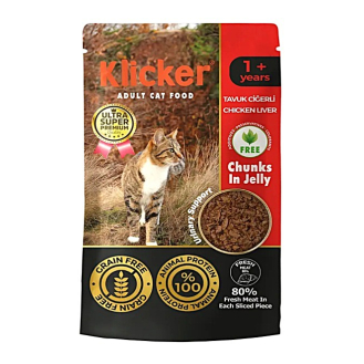 Корм вологий в желе для котів Klicker курка та лівер 85г Корм вологий в желе для котів Klicker курка та лівер 85г