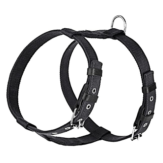 Шлейка брезентова стропа зі шкіряними накладками для собак Kareline 2,5 см чорна