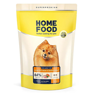 Сухий корм для дорослих собак малих порід для здорової шкіри та блиску шерсті Home Food 1,6 кг - індичка та лосось