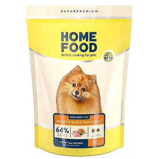 Сухий корм для дорослих собак малих порід  для здорової шкіри та блиску шерсті Home Food 700 г - індичка та лосось
