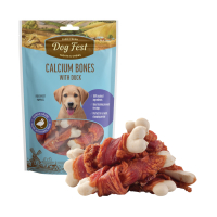 Ласощі для цуценят кісточка кальцинована з м'ясом качки Dog Fest 90г