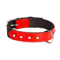 Нашийник з нейлону та шкіри з прикрасами з металу Kareline 2,5см 37-44см червоний