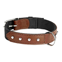 Нашийник з нейлону та шкіри з прикрасами з металу Kareline 2,5см 37-44см коричневий