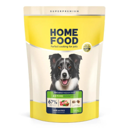 Сухий корм для активних собак і юніорів середніх і великих порід Home Food 1,6 кг - ягнятина та рис