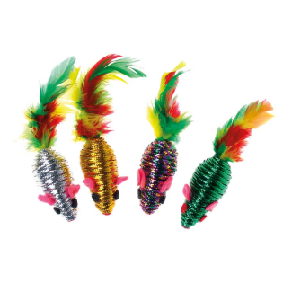 Іграшка для кота Tatrapet  мишка з пером 5 см (ціна за 1шт)