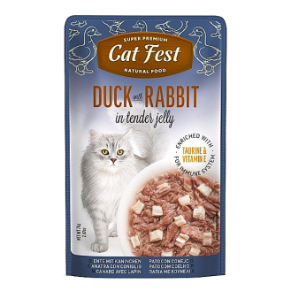 Корм вологий в желе для котів Cat Fest качине філе та кролик 70г