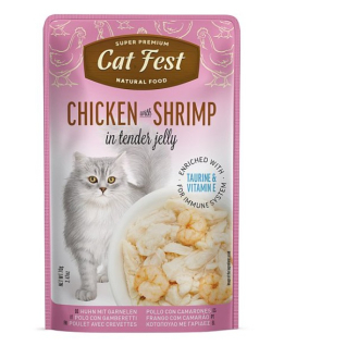 Корм вологий в желе для котів Cat Fest куряче філе з креветкою 70г
