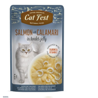 Корм вологий в желе для котів Cat Fest лосось з кальмаром 70г