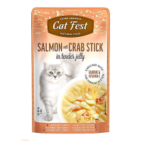 Корм вологий в желе для котів Cat Fest лосось з крабовими паличками 70г Корм вологий в желе для котів Cat Fest лосось з крабовими паличками 70г