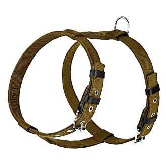 Шлейка брезентова стропа зі шкіряними накладками для собак Kareline 2,5 см зелена