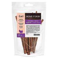 Ласощі для котів Соломка з м’яса індички та в'ялених томатів Home Food 40 г
