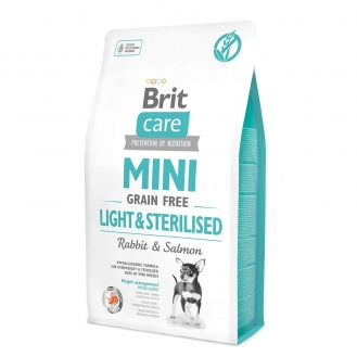 Сухий корм для собак Brit Care Grain Free Mini Light & Sterilised 2кг - лосось та кролик Сухий корм для собак Brit Care Grain Free Mini Light & Sterilised 2кг - лосось та кролик