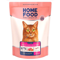 Сухий корм для котів Home Food Adult Healthy Skin and Shiny Coat 400 г - індичка та лосось Сухий корм для котів Home Food Adult Healthy Skin and Shiny Coat 400 г - індичка та лосось