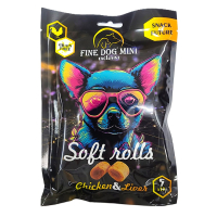 Ласощі для собак малих порід рулетики Fine Dog - курка та печінка (ціна за 1шт) Ласощі для собак малих порід рулетики Fine Dog - курка та печінка (ціна за 1шт)